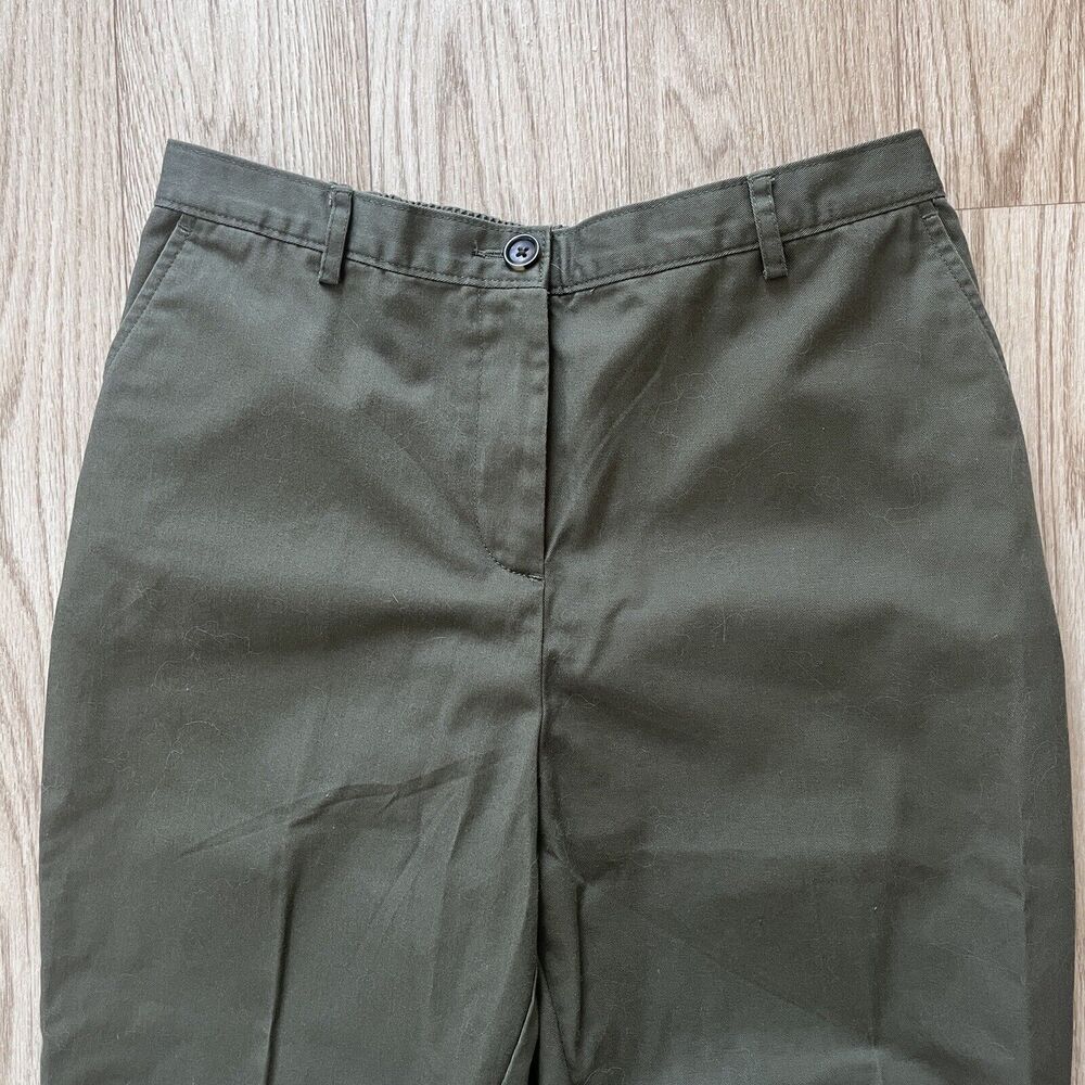 Women's Lands End Olive Green Pants Chino Straight Leg Dress Work - 10 Petite - Picture 3 of 7